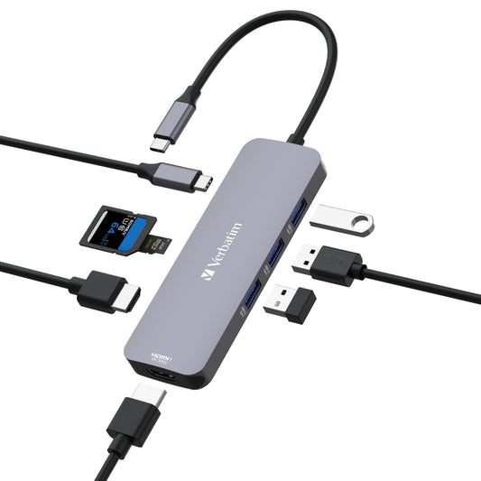 Verbatim 8-in-1 USB C Docking Station with 4K HDMI, 100W Power Delivery, 2 USB 3.0 Ports, 1 USB C, SD Card Readers, 3.5mm Audio Port for USB C Laptops - Lead Time: 7 days - MOQ: 50 - MXQ: None - Part Number: VUC-2081D